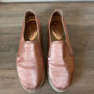 Jimmy Choo Women Espadrille 10 Copper Shoes  Metallic Jute Trim Size 40 Slip On